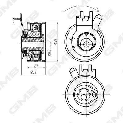 GMB GTB0820 Tensioner pulley, timing belt GTB0820