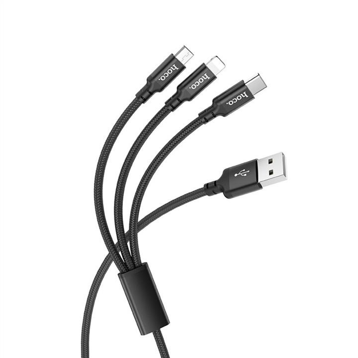Hoco 6931474719157 Hoco X14 3-in-1 Times speed charging cable iP+Micro+Type-C Black 6931474719157