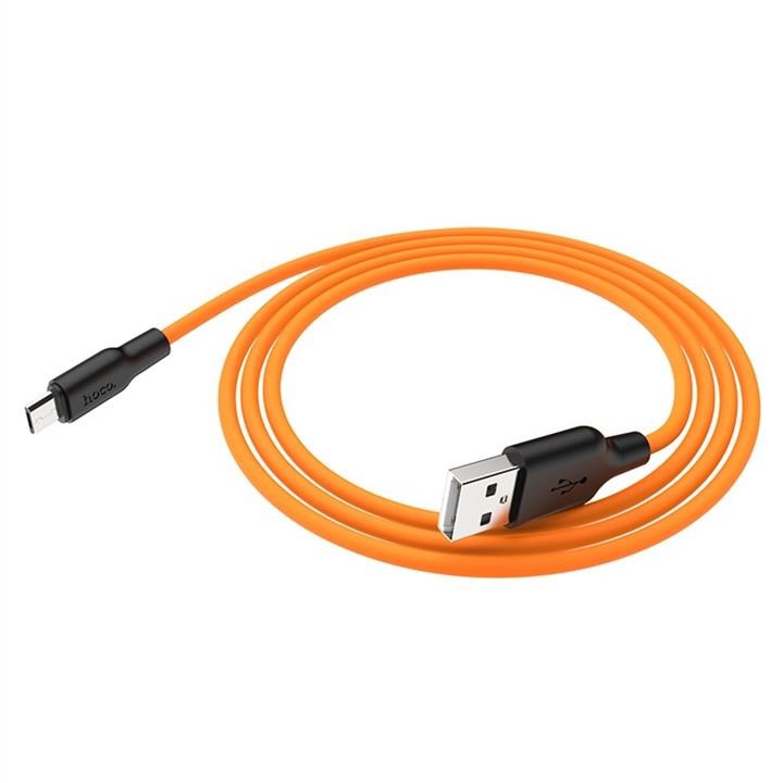 Hoco 6931474711908 Hoco X21 Plus USB to Micro 2.4A, 1m, silicone, silicone connectors, Black+Orange 6931474711908