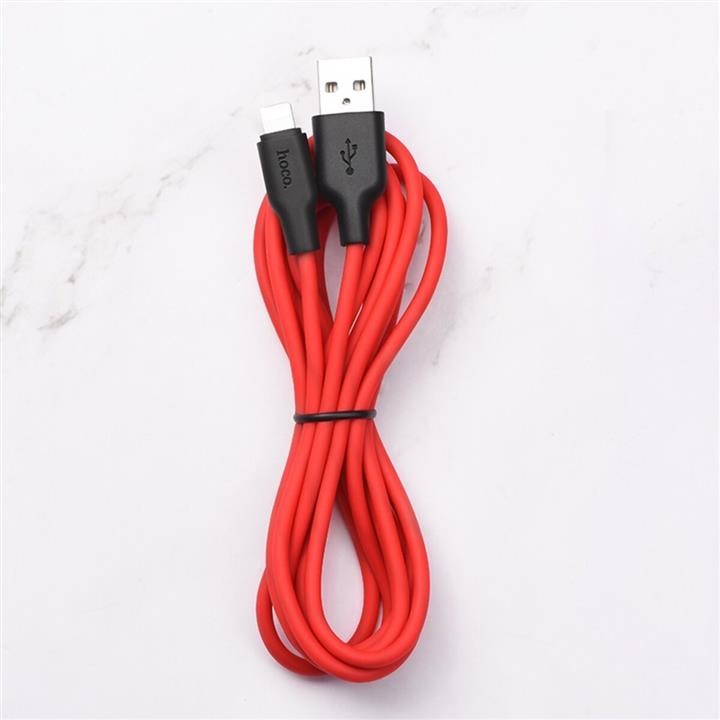 Hoco 6931474711823 Hoco X21 Plus USB to iP 2.4A, 1m, silicone, silicone connectors, Black+Red 6931474711823