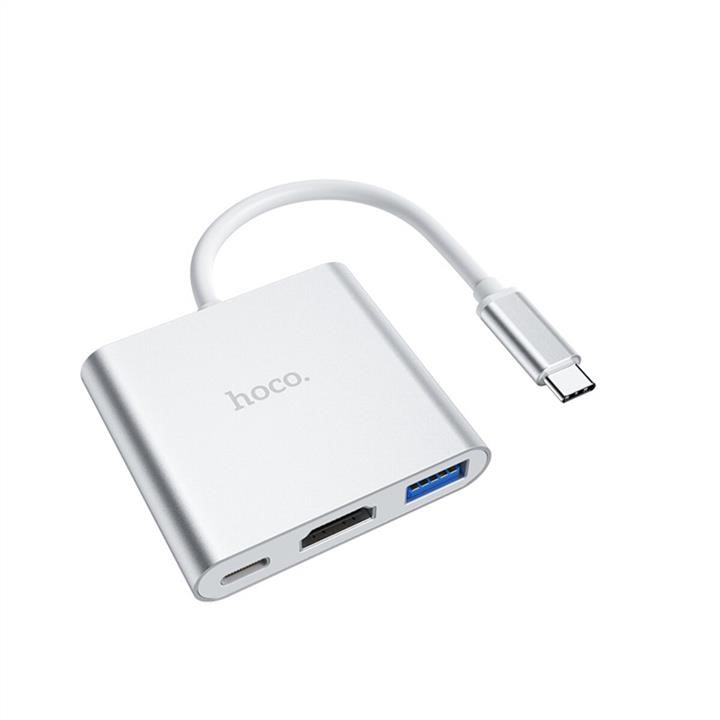 Hoco HB14 Easy use Type-C adapter(Type-C to USB3.0+HDMI+PD) Silver Hoco 6931474725790