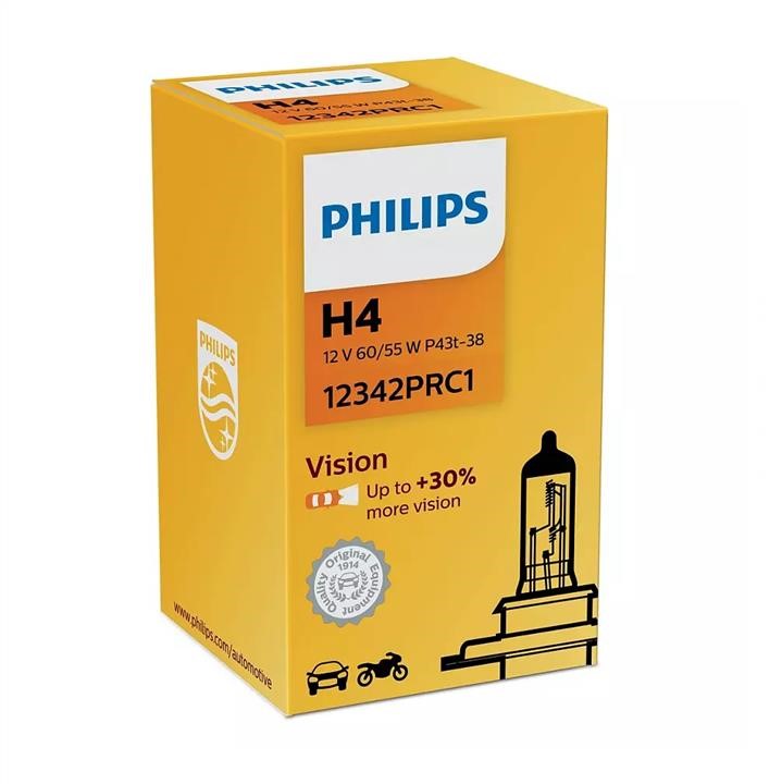 Halogen lamp Philips Vision +30% 12V H4 60&#x2F;55W +30% Philips 12342PRC1