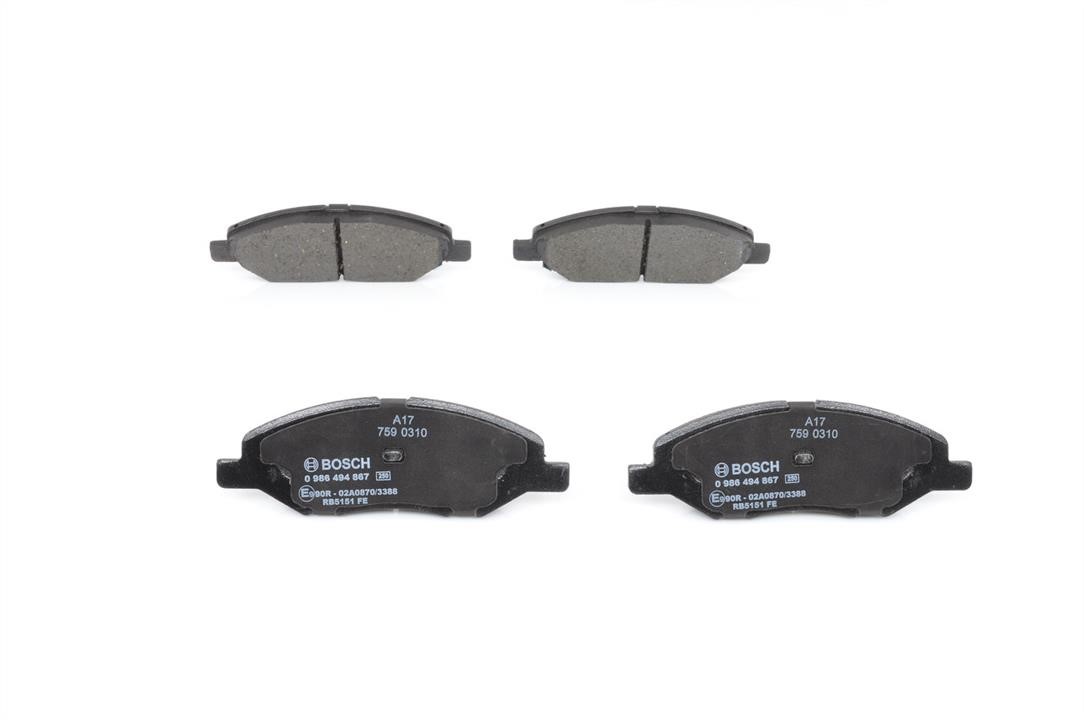Bosch 0 986 494 867 Brake Pad Set, disc brake 0986494867