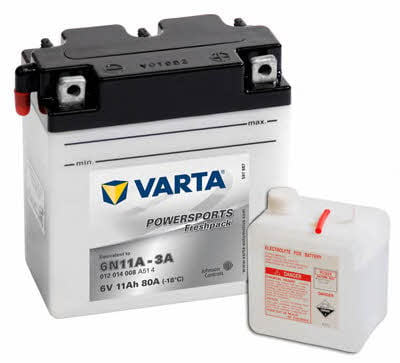 Varta 012014008A514 Battery Varta Powersports Freshpack 6V 11AH 80A(EN) L+ 012014008A514