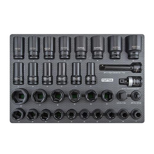 GED3426 Toptul Set of 3/4" impact sockets