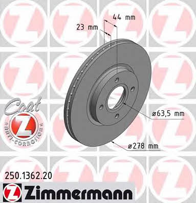 Otto Zimmermann 250.1362.20 Front brake disc ventilated 250136220