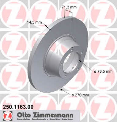 Otto Zimmermann 250.1163.00 Unventilated front brake disc 250116300