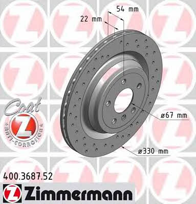 Otto Zimmermann 400.3687.52 Rear ventilated brake disc 400368752