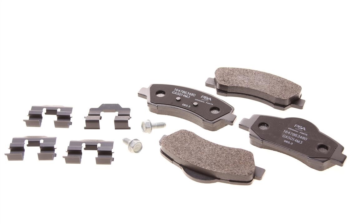 Brake pad kit Citroen C-Elysee: 1647863480 Citroen/Peugeot Brake pad set