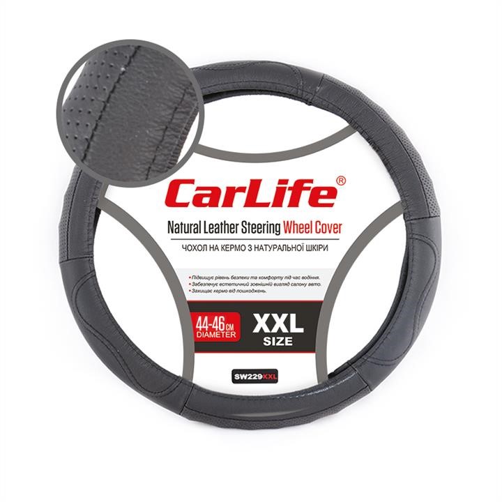 CarLife SW229XXL CarLife steering wheel cover Ø 44-46 cm, leather, black SW229XXL