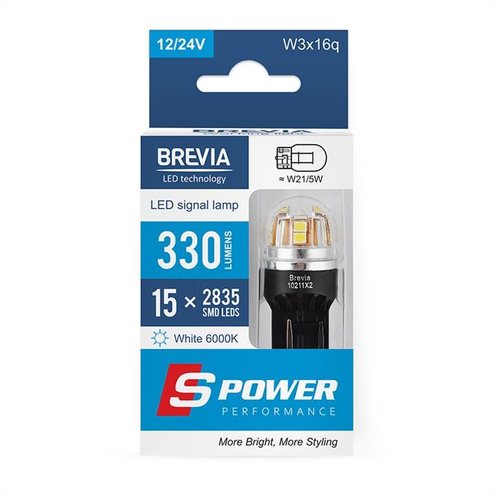 Brevia 10211X2 LED car lamp Brevia S-Power W21/5W 330Lm 15x2835SMD 12/24V CANbus, 2 pcs. 10211X2