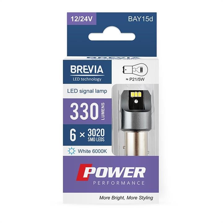 Brevia 10103X2 LED car lamp Brevia Power P21/5W 330Lm 6x3020SMD 12/24V CANbus, 2 pcs. 10103X2