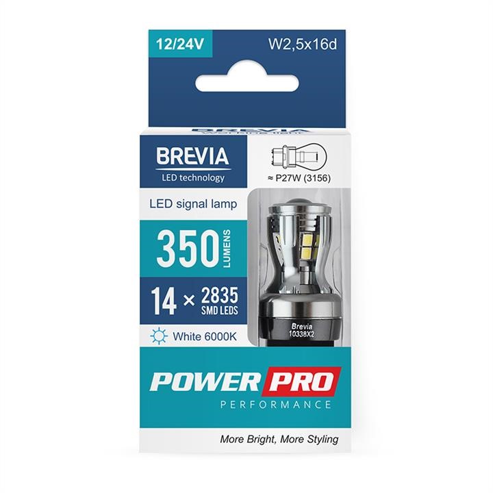 Brevia 10338X2 LED car lamp Brevia PowerPro P27W (3156) 350Lm 14x2835SMD 12/24V CANbus, 2 pcs. 10338X2