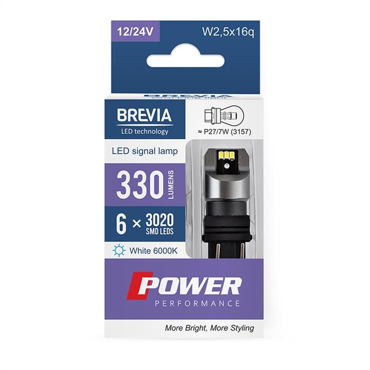 Brevia 10139X2 LED car lamp Brevia Power P27/7W (3157) 330Lm 6x3020SMD 12/24V CANbus, 2 pcs. 10139X2