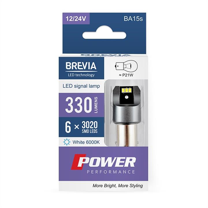 Brevia 10101X2 LED car lamp Brevia Power P21W 330Lm 6x3020SMD 12/24V CANbus, 2 pcs. 10101X2