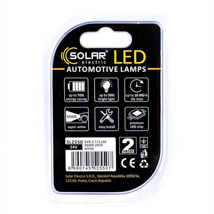 LED lamp Solar 24V SV8.5 T11x36 6SMD white, 2pcs Solar SL2550