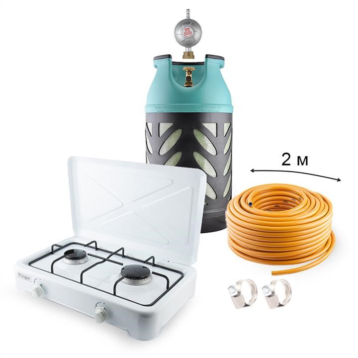 Nord Camp NC00950 Gas Kit: Nord Camp 24.5L Cylinder, Reducer, Hose, Portable Stove OR-201, Clamps NC00950