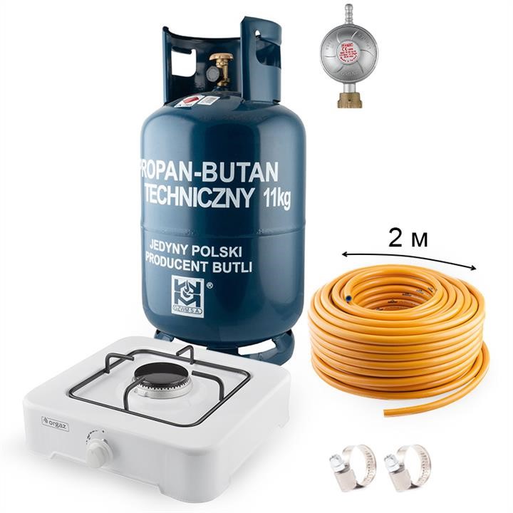 Orgaz NC00740 Gas Kit: GZWM 27.2L Cylinder, Reducer, Hose, Portable Stove OR-101, Clamps NC00740