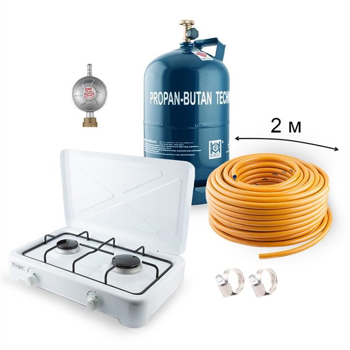 Orgaz NC00720 Gas Kit: GZWM 12.3L Cylinder, Reducer, Hose, Portable Stove OR-201, Clamps NC00720