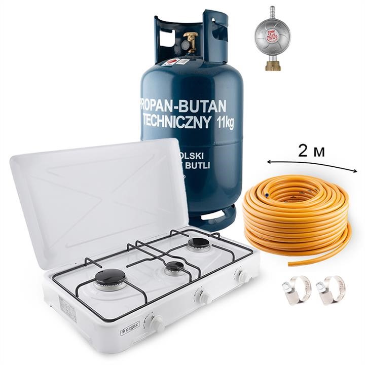 Orgaz NC00760 Gas Kit: GZWM 27.2L Cylinder, Reducer, Hose, Portable Stove OR-301, Clamps NC00760