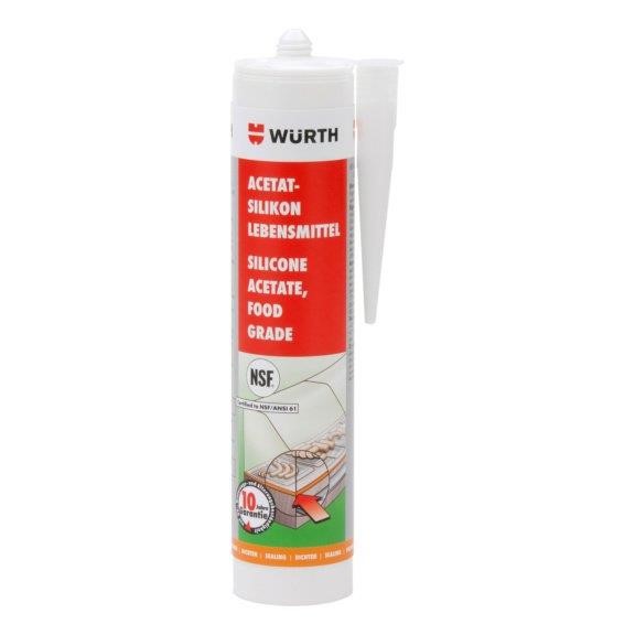 Wurth 08925502 Food-grade silicone-acetate sealant, white, 310 ml 08925502