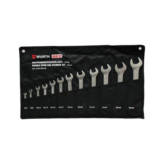 Wurth 575430443 Set of double-sided open-end wrenches, RED LINE, SW 6-32, 12 pcs. 575430443