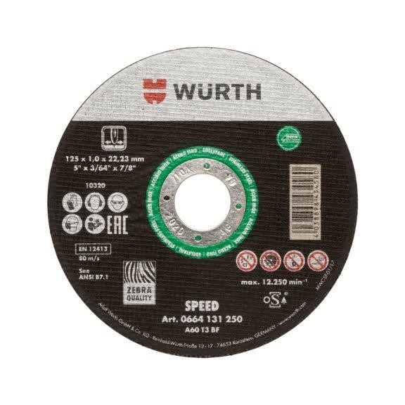 Wurth 0664131251 Cutting wheel d 125х1,6mm, straight, SPEED 0664131251