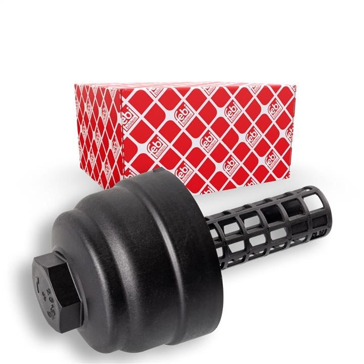 Engine lubrication system Audi A8: 174254 febi Cap, oil filter housing