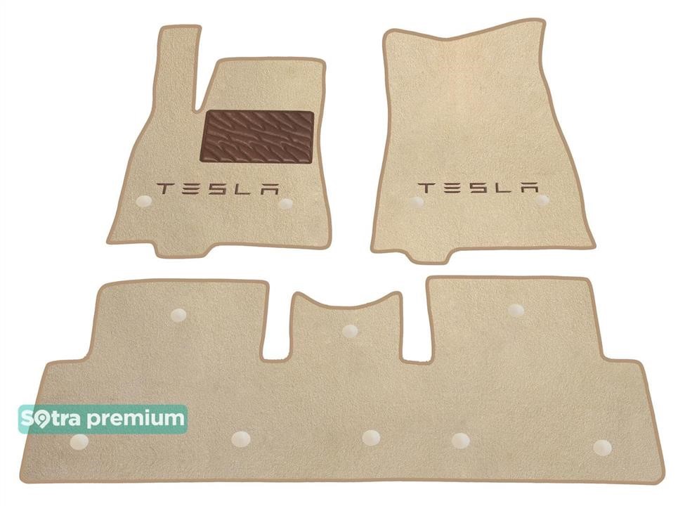 Sotra 07754-CH-BEIGE The carpets of the Sotra interior are two-layer Premium beige for Tesla Model 3 (mkI) 2017-, set 07754CHBEIGE