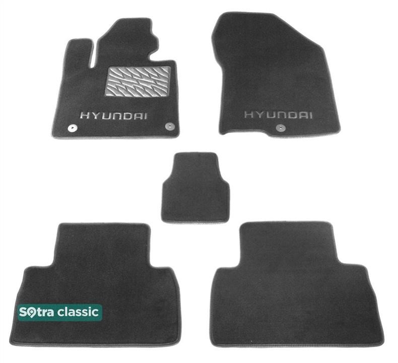 Sotra 09130-GD-GREY The carpets of the Sotra interior are two-layer Classic gray for Hyundai Santa Fe (mkIV) 2018-2020, set 09130GDGREY