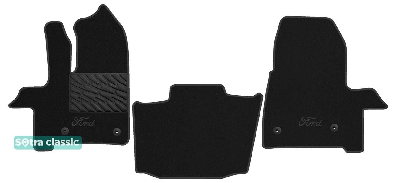 Sotra 90774-GD-BLACK The carpets of the Sotra interior are two-layer Classic black for Ford Transit/Tourneo Custom (mkI) (1 row) 2017-, set 90774GDBLACK