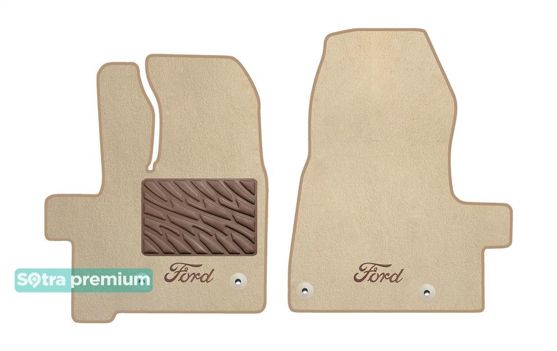 Sotra 90821-CH-BEIGE The carpets of the Sotra interior are two-layer Premium beige for Ford Transit/Tourneo Custom (mkI) (3 seats) (1 row) 2018- automatic transmission, set 90821CHBEIGE