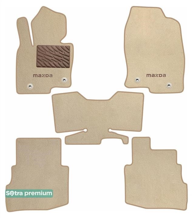 Sotra 90933-CH-BEIGE The carpets of the Sotra interior are two-layer Premium beige for Mazda CX-9 (mkII) (1-2 row) 2016-, set 90933CHBEIGE