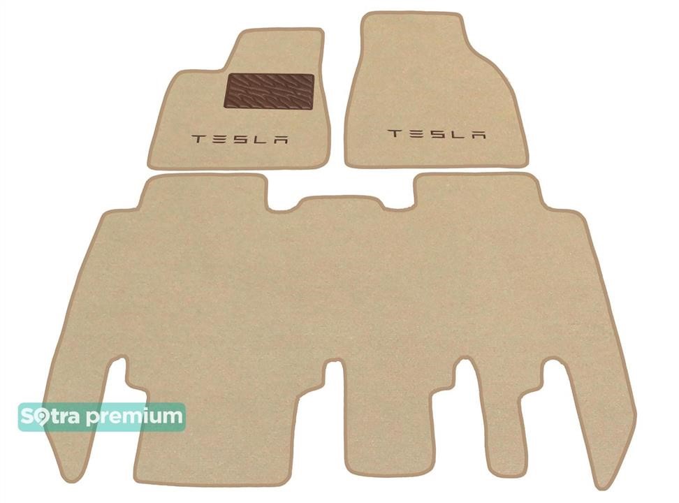 Sotra 07944-CH-BEIGE The carpets of the Sotra interior are two-layer Premium beige for Tesla Model X (mkI) (5 seats) (1st-2nd row) 2016-, set 07944CHBEIGE