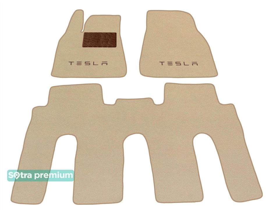 Sotra 08876-CH-BEIGE The carpets of the Sotra interior are two-layer Premium beige for Tesla Model X (mkI) (1-2 row) 2015 - 08/22/2017, set 08876CHBEIGE