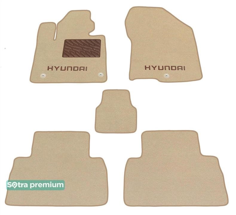 Sotra 09130-CH-BEIGE The carpets of the Sotra interior are two-layer Premium beige for Hyundai Santa Fe (mkIV) 2018-2020, set 09130CHBEIGE