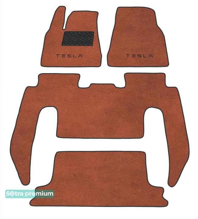 Sotra 90606-CH-TERRA The carpets of the Sotra interior are two-layer Premium terracotta for Tesla Model X (mkI) (6 seats) (without console on row 2) (row 1-2-3) 2016-, set 90606CHTERRA