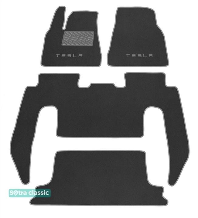 Sotra 90606-GD-GREY The carpets of the Sotra interior are two-layer Classic gray for Tesla Model X (mkI) (6 seats) (without console on row 2) (row 1-2-3) 2016-, set 90606GDGREY
