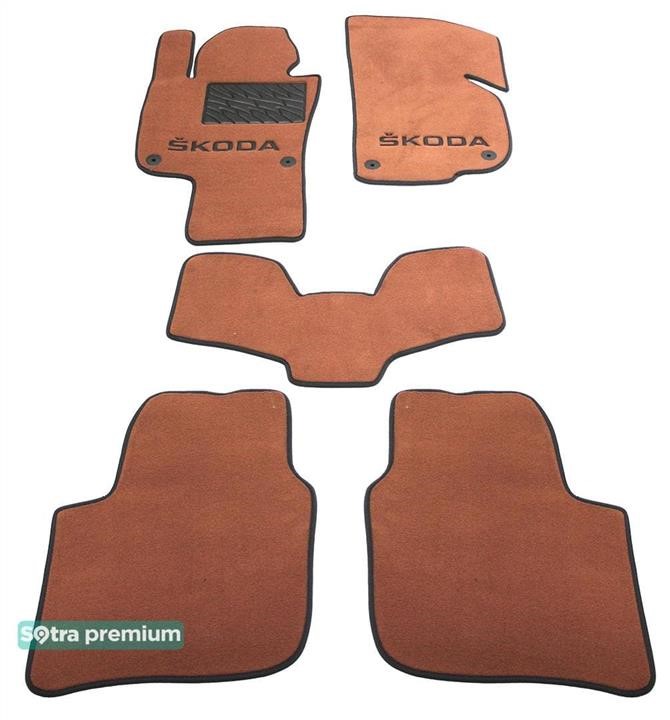 Sotra 90665-CH-TERRA The carpets of the Sotra interior are two-layer Premium terracotta for Skoda Superb (mkII)(B6) (with electrically adjustable seats) 2008-2015, set 90665CHTERRA