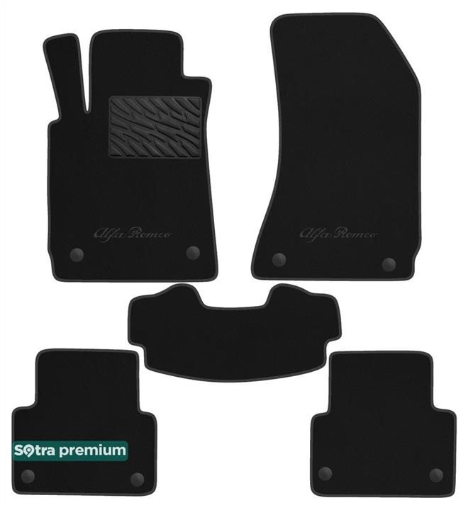 Sotra 90747-CH-BLACK The carpets of the Sotra interior are two-layer Premium black for Alfa Romeo 159 (mkI) (with clips on row 2) 2004-2011, set 90747CHBLACK