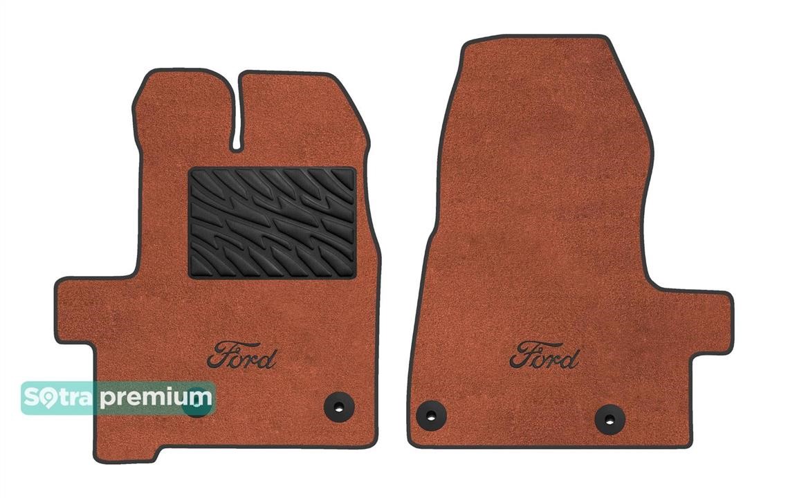 Sotra 90825-CH-TERRA The carpets of the Sotra interior are two-layer Premium terracotta for Ford Transit/Tourneo Custom (mkI) (2 seats) (1 row) 2012 - manual transmission, set 90825CHTERRA