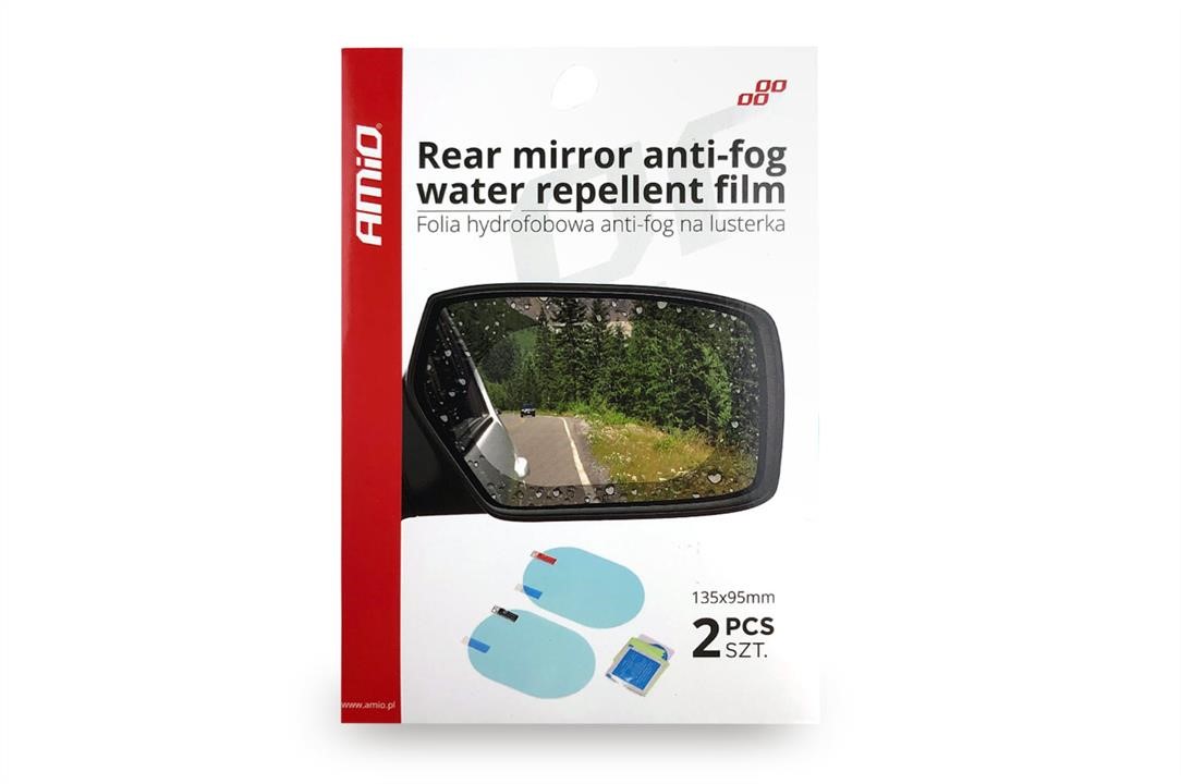 02378 AMiO Anti-rain sticker for car mirrors 135x95 mm, 2 pcs