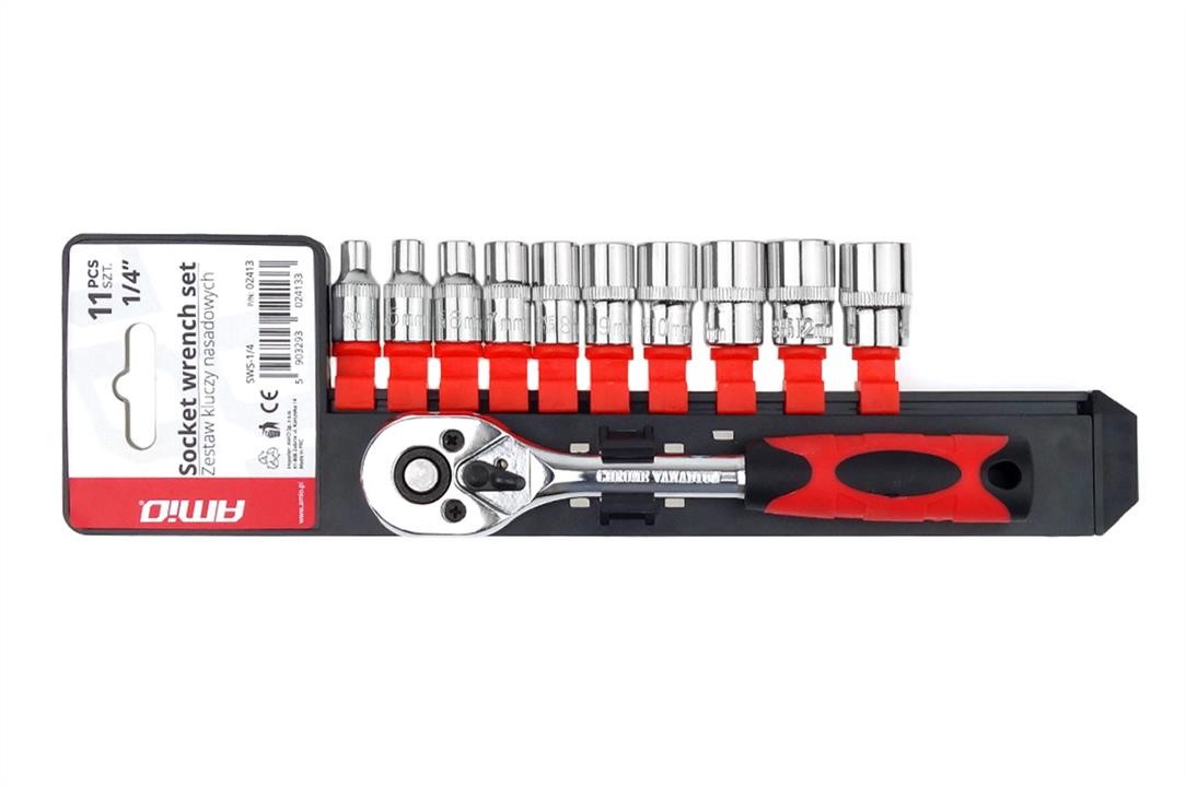 AMiO 02413 Set of socket wrenches, 11 pcs. 1/4" 4-13 mm 02413
