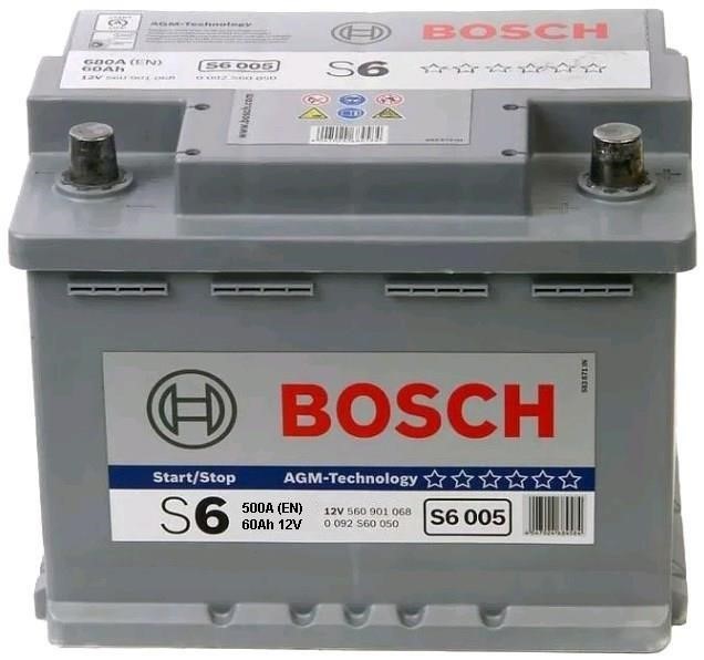 Bosch 0 092 S68 036 Battery Bosch 12V 60Ah 500A(EN) R+ 0092S68036