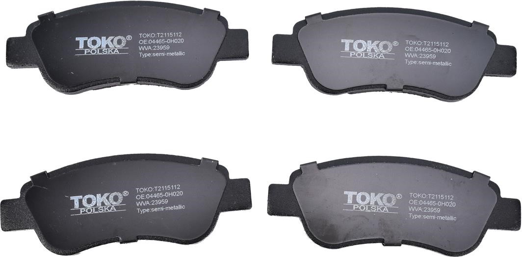 Toko T2115112 Brake Pad Set, disc brake T2115112