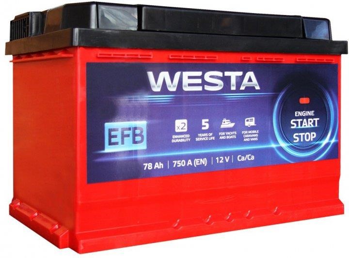 Westa WAE750 Battery WESTA 6CT-75 12V 75Ah 700(EN) R+ WAE750