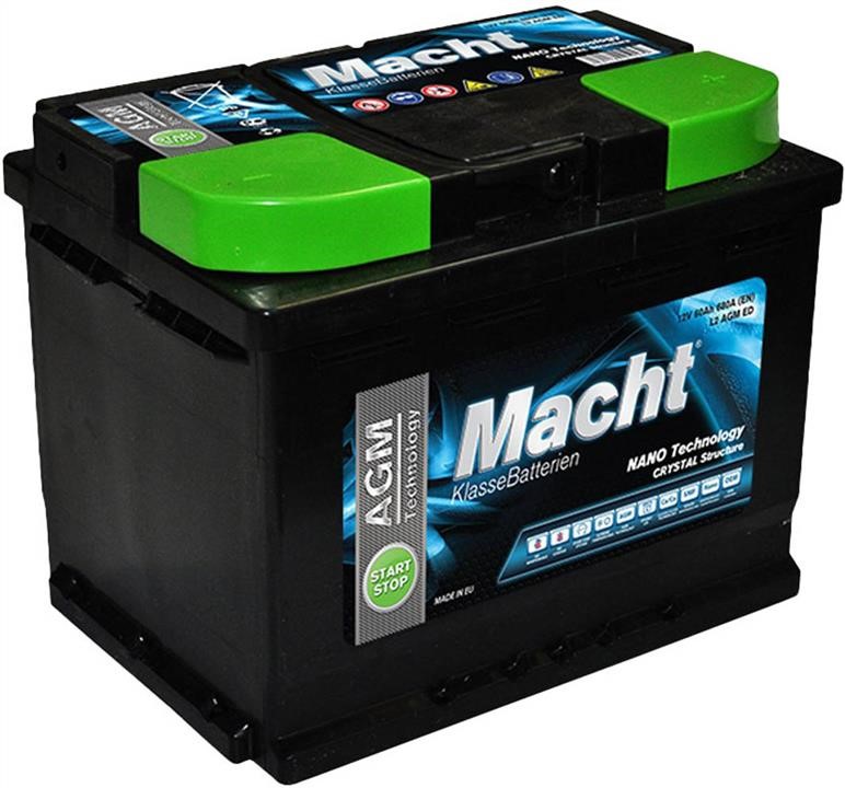 Macht 25943 Battery Macht AGM Start-Stop 12V 60Ah 680A(EN) R+ 25943