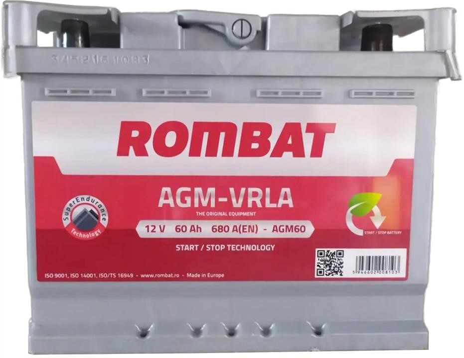 ROMBAT AGM60 Battery Rombat AGM Start-Stop 12V 60Ah 680A(EN) R+ AGM60
