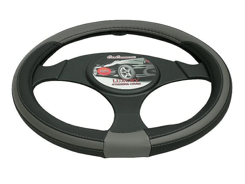 Carcommerce 42422 Steering Wheel Cover - Luxury - Grey 42422