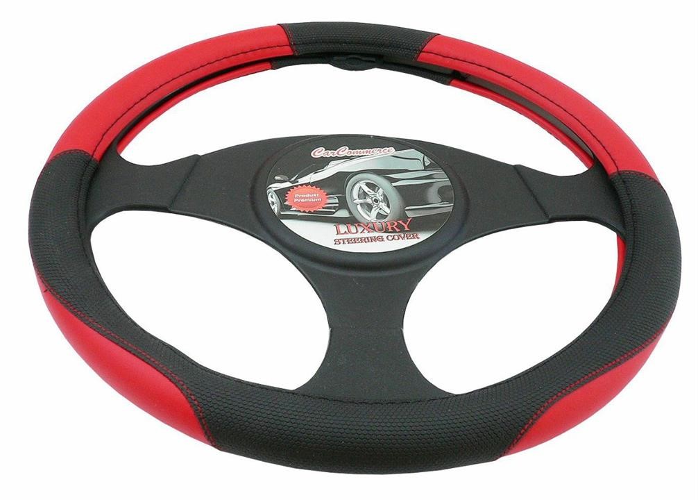 Carcommerce 42571 Steering Wheel Cover - Luxury - Red 42571